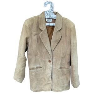 Vintage Bagatelle 100% Tan Suede Leather Button Down Jacket